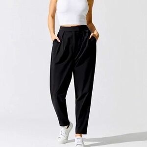 Carbon38 Black High-Waist Tapered Jogger Pants